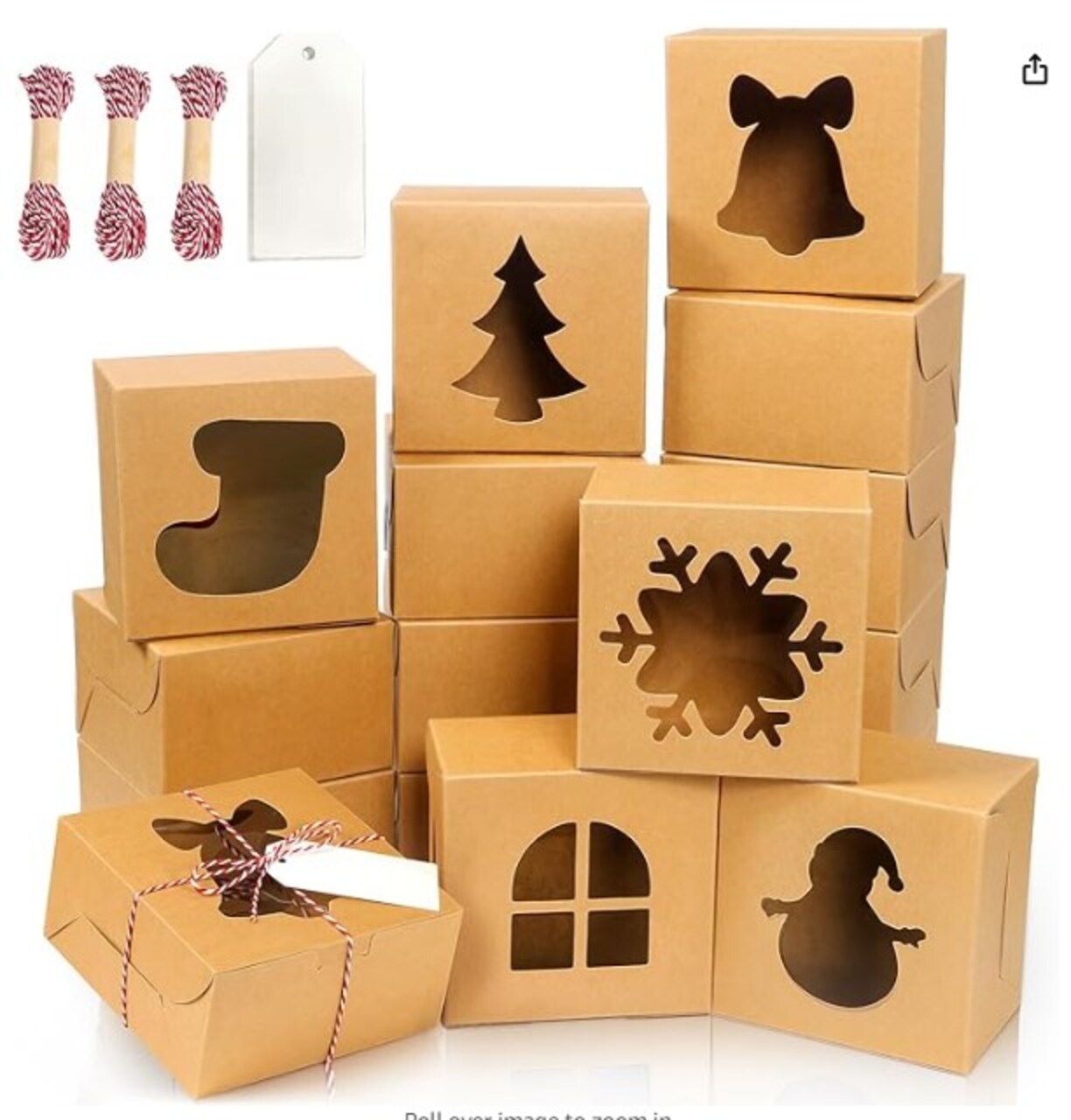 24 PCS Brown Bakery Boxes with Window, 6x6x3 Inch Gift Giving Christmas Cookie Boxes, 6 Inch Small Treat Boxes for Mini Cake Pastry Dessert Strawberries Cupcakes Donut Candy Packaging